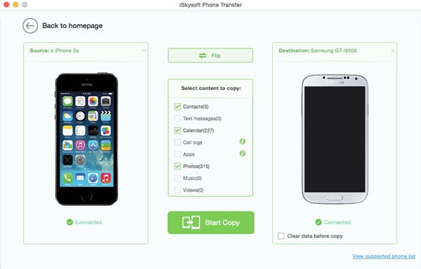 start transfer messages from iphone to android phone
