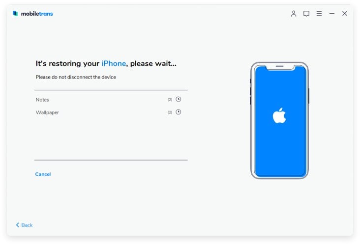 restaurer l'iphone à partir de la sauvegarde d'iTunes
