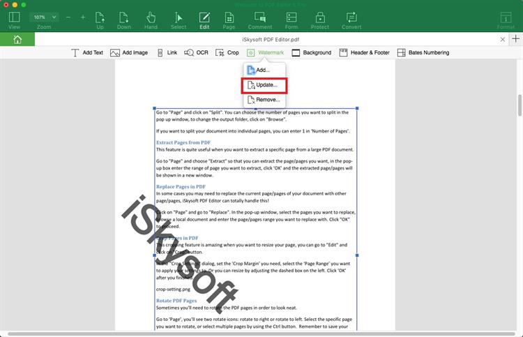 update watermark in pdf
