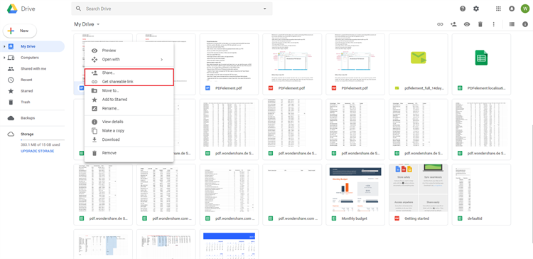 google drive partager fichier pdf file en ligne