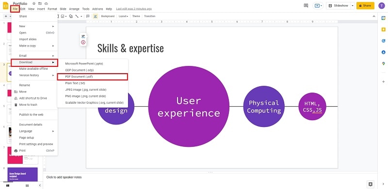 how to save google slides as pdf