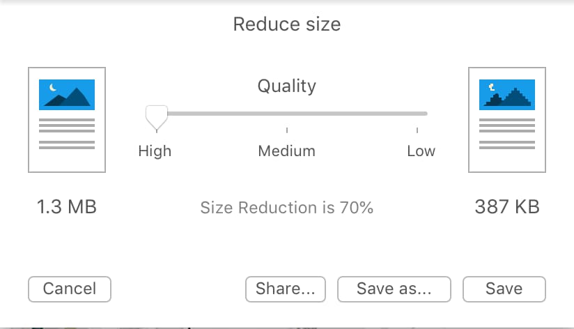 Format file size. Reduce pdf Size.