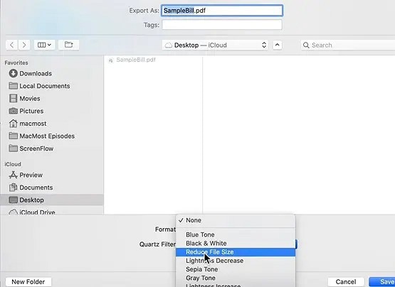 macos reduce pdf size