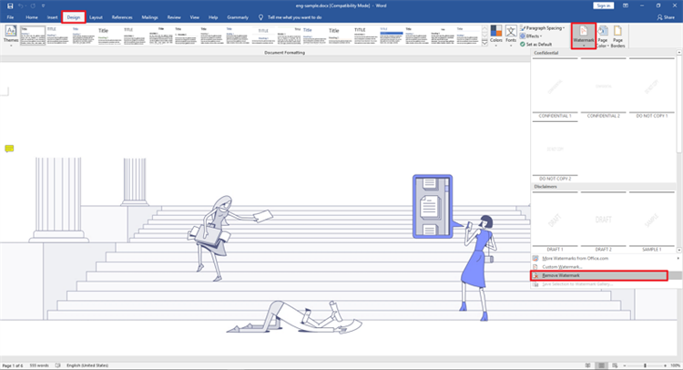 how to delete watermark in word
