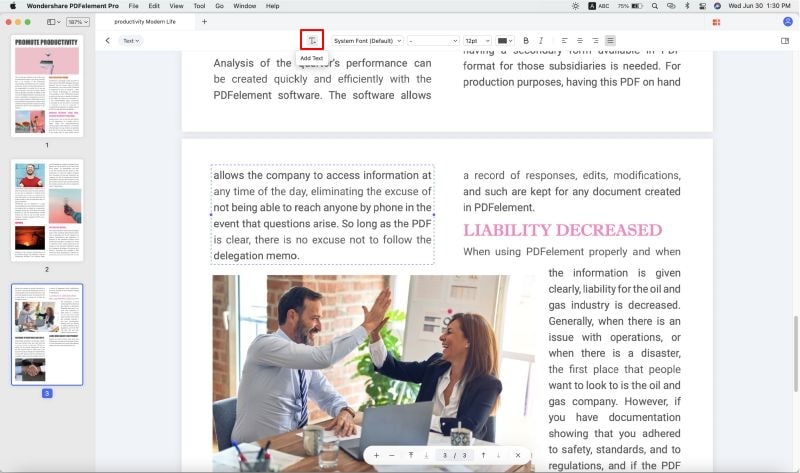 edit text size in pdf