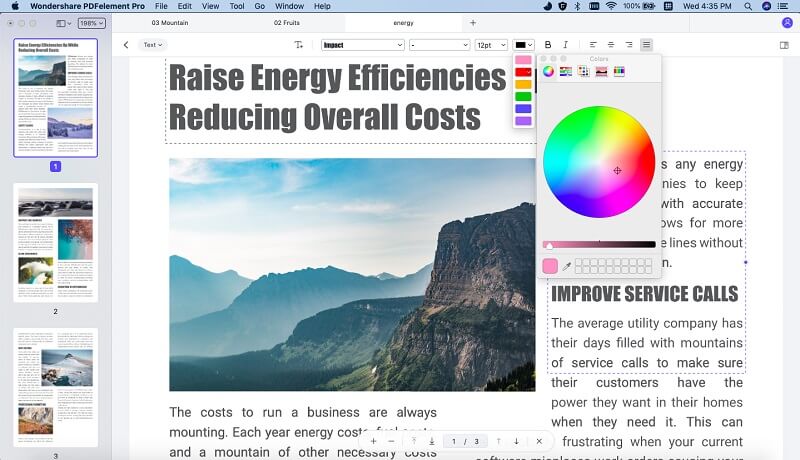 change pdf font color