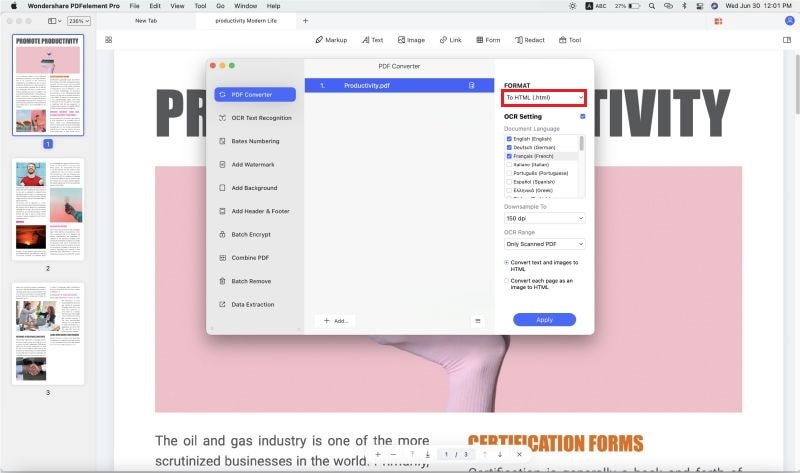 html to pdf for mac