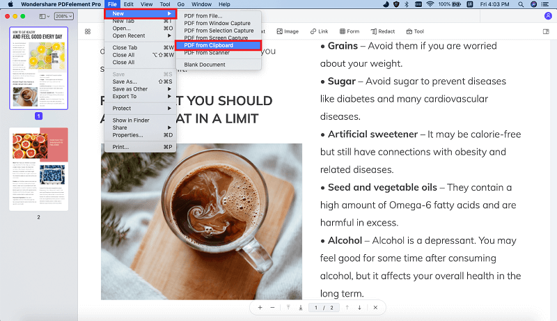 Convert clipboard content to PDF