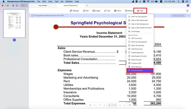 pdf form data to excel