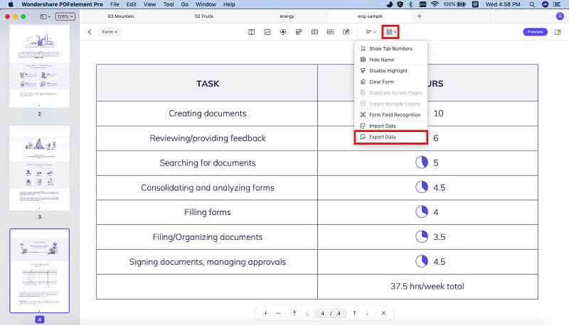 export form data