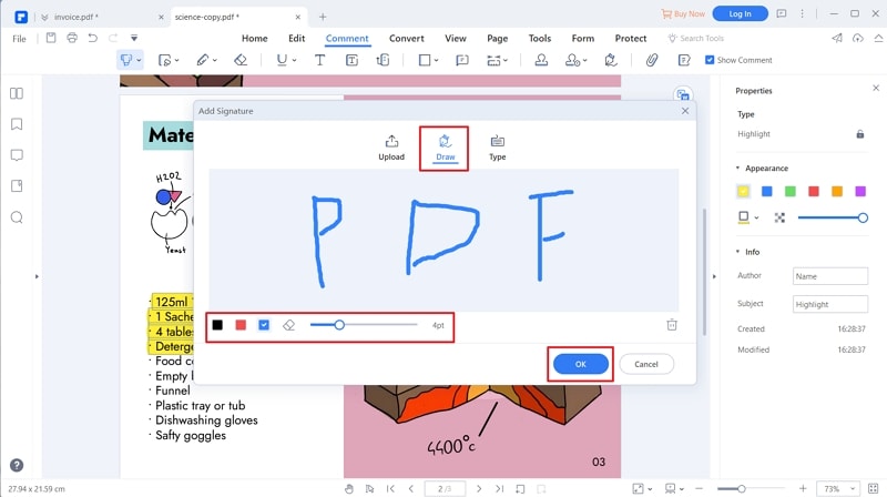 insert signature in pdf