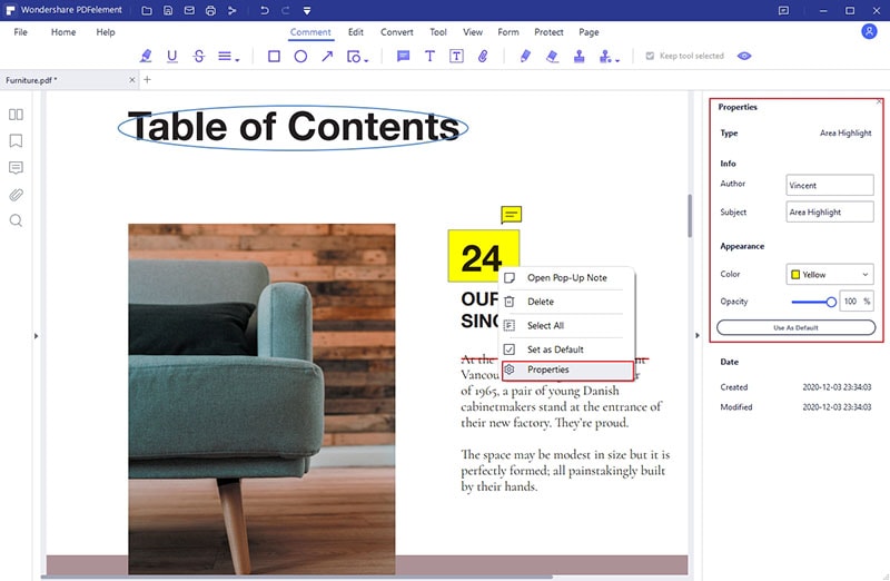 how do I highlight areas in a pdf