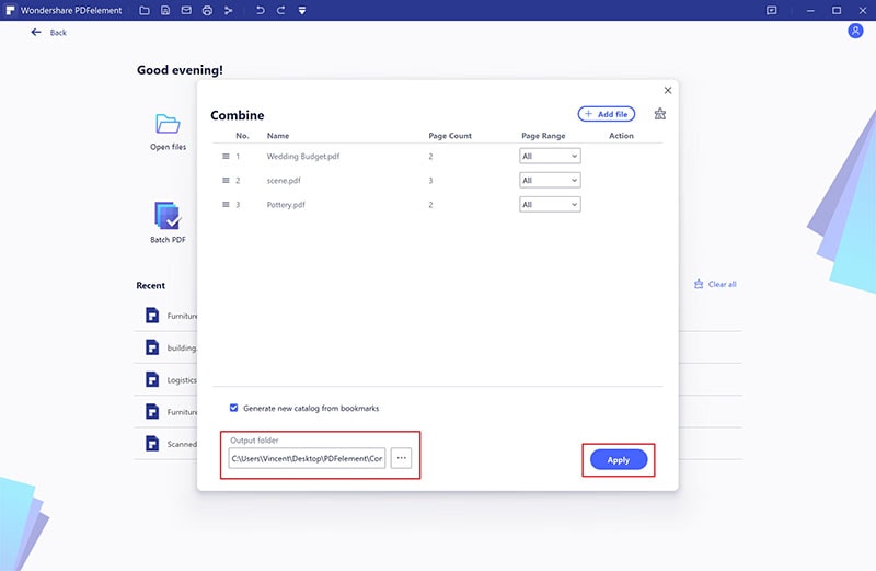 how to merge pdf files foxit