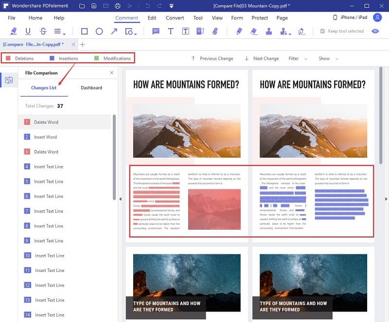 compare pdf and word document