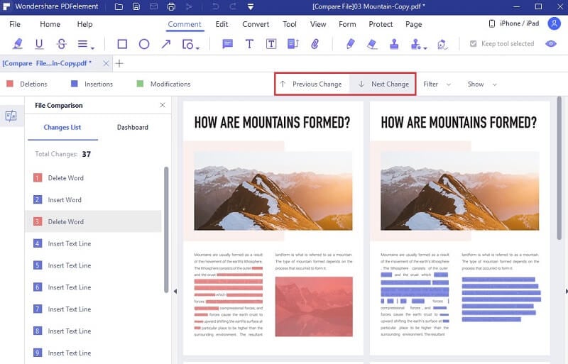 compare two pdfs