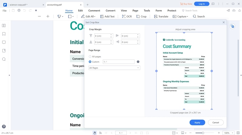 how to change margins in a pdf