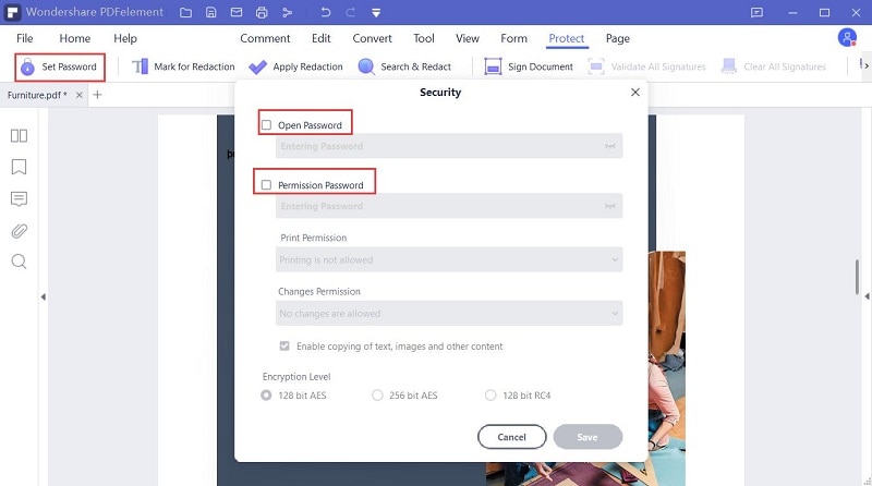 passwording setting