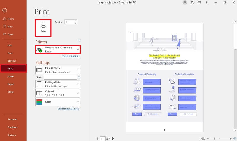 save PowerPoint as pdf