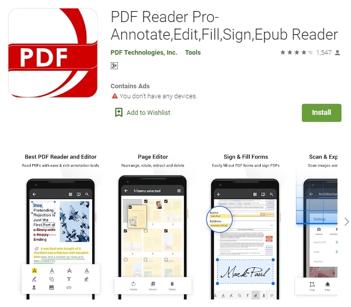 PDF reader per android