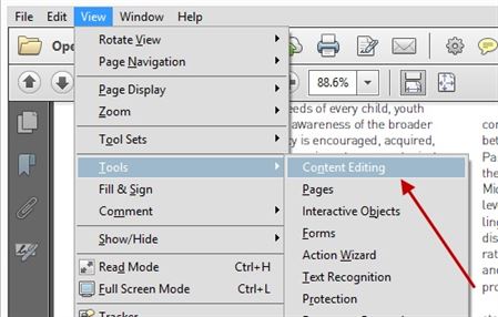 change font size adobe acrobat