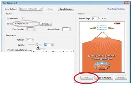 add pdf background with adobe
