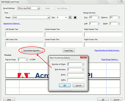 adobe pdf numeración bates