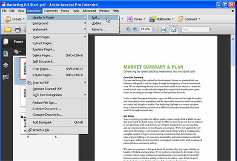 add header to pdf in adobe