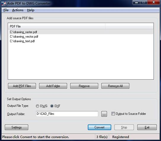 aide pdf dwg converter