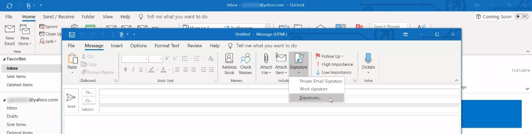 utiliser la signature de votre email dans outlook