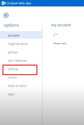 settings in outlook web