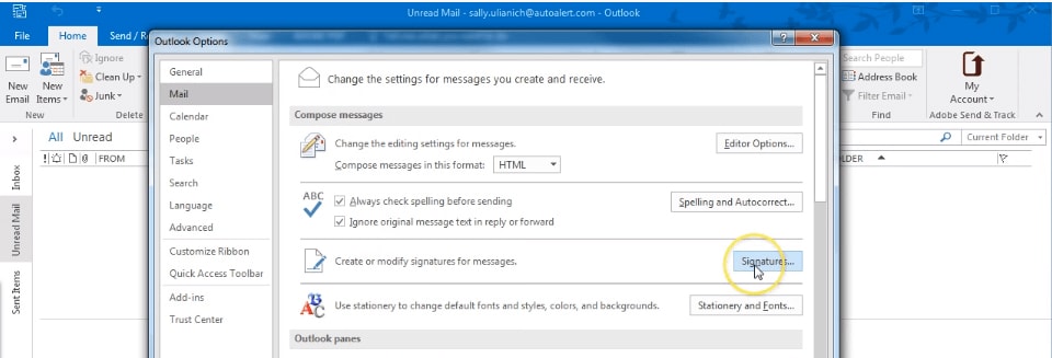 create signature in outlook