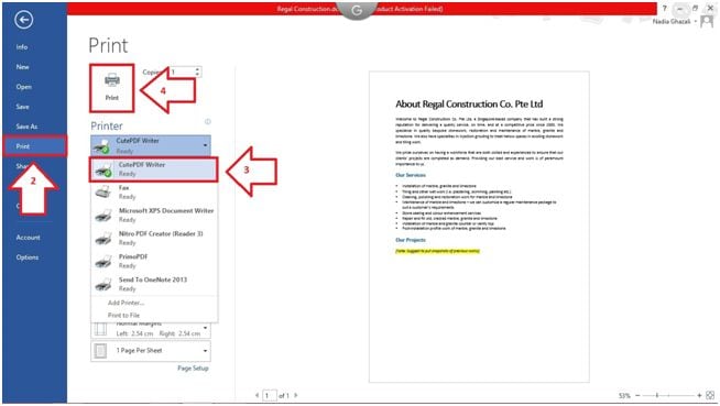 cutepdf not printing and image