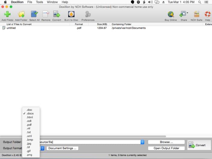 Doxillion kostenloser Mac-Dokumenten-Konverter