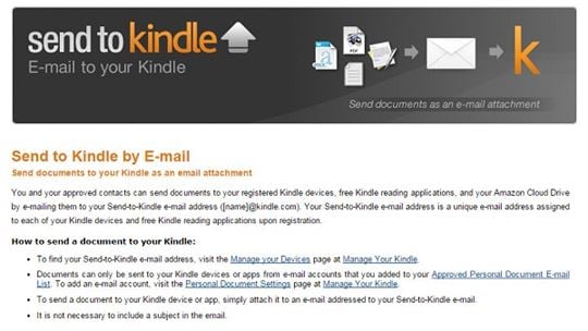 envoyer l'email à kindle