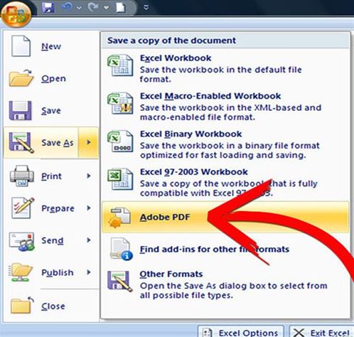 excel to pdf in word2007