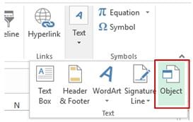 insertion de pdf dans excel