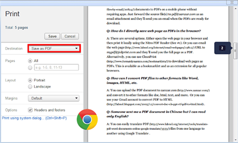 html en pdf en google chrome