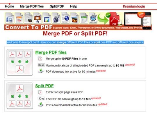 ILovePDF Excel to PDF Online Converter