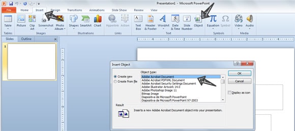 inserting pdf into powerpoint