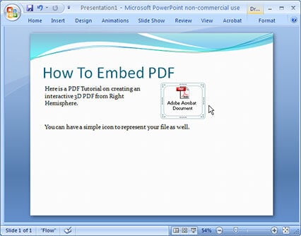 insérer le pdf sur powerpoint