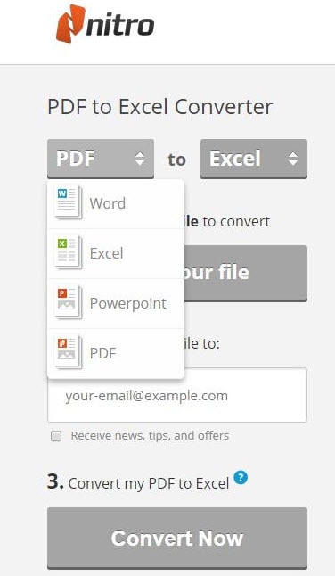 nitro pdf to excel