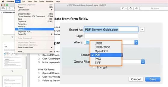 enregistrer le PDF dans l'aperçu