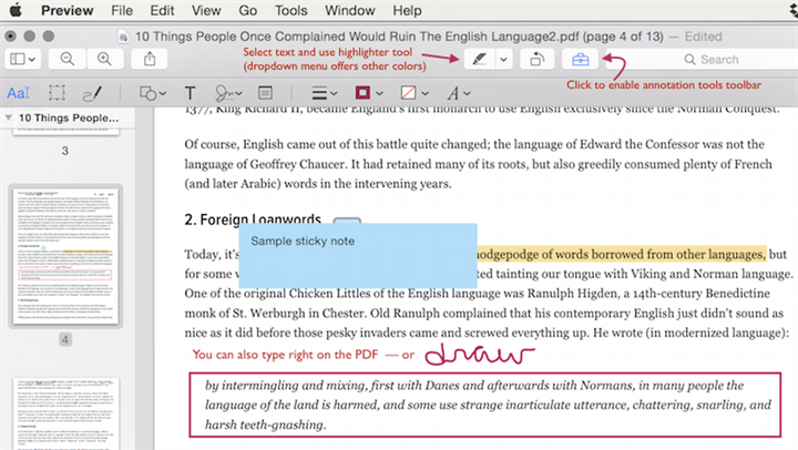 annotate pdf with preview