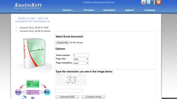SautinSoft Excel to PDF Online Converter