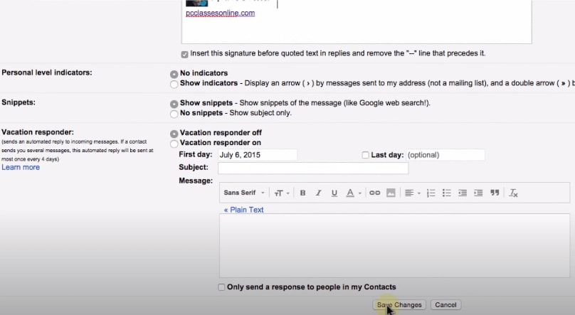 sauvegarder la signature dans gmail