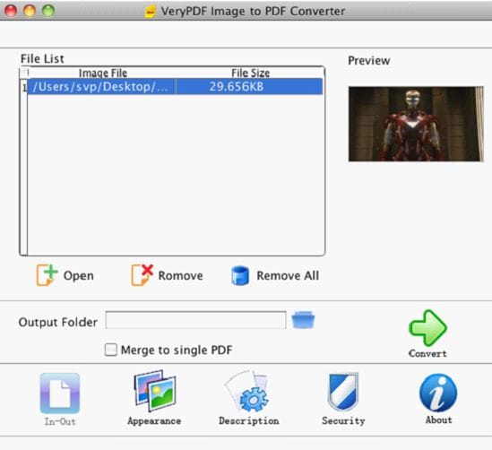 convertisseur VeryPDF Image en PDF pour Mac