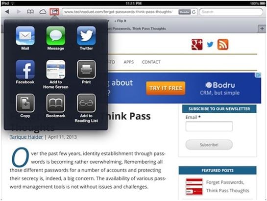 ipad bookmark