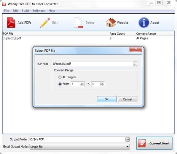 weeny free pdf to excel converter