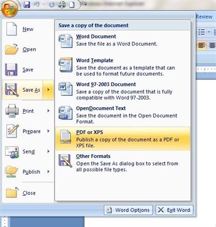 make word to pdf in word 2007