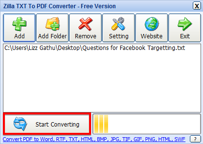 convert txt to pdf